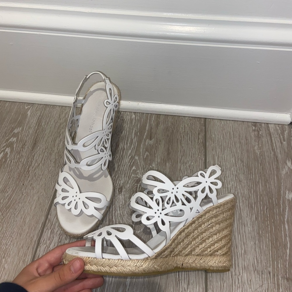 White butterfly heels